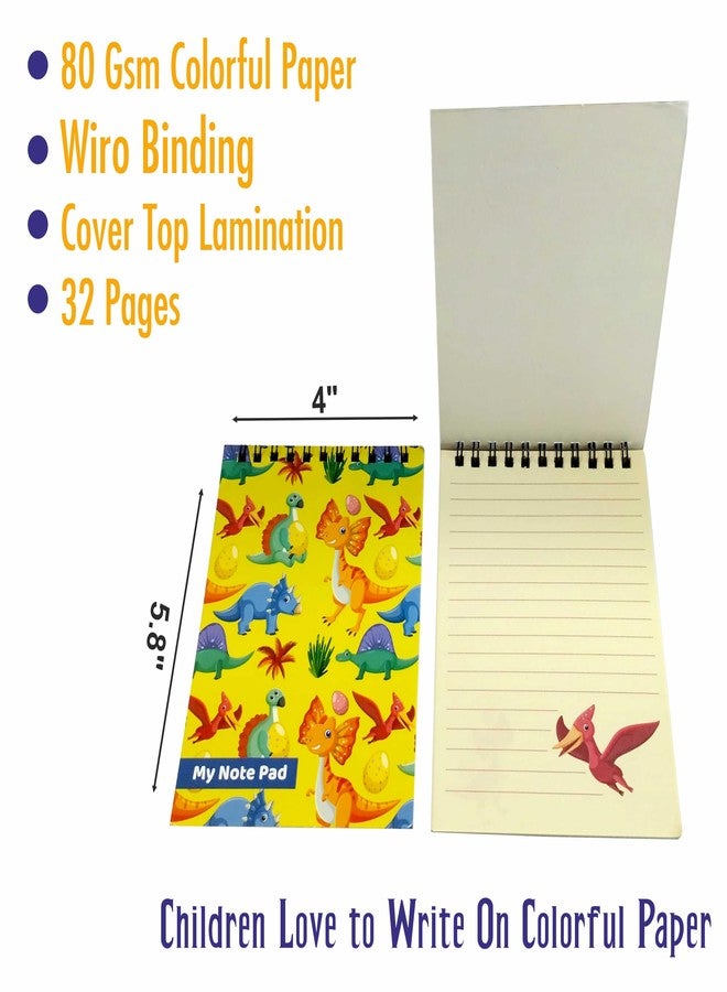Omnipresent Pack Kids Dinosaur Printed Ruled Laminated Cover Colourful Notepad, 32 Pages, Set of 10 (Size: 5.8 x 4 inch) - Image 2