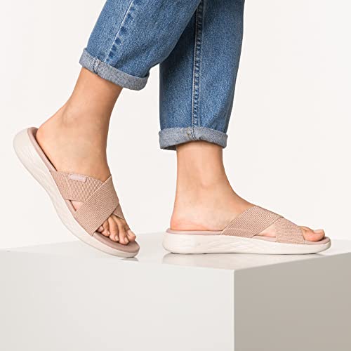 SKECHERS صنادل سكيشرز النسائية أون-ذا-غو 600 - شبك معدني لامع، روز جولد، 9 - Image 2