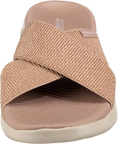 SKECHERS صنادل سكيشرز النسائية أون-ذا-غو 600 - شبك معدني لامع، روز جولد، 9 - Image 4