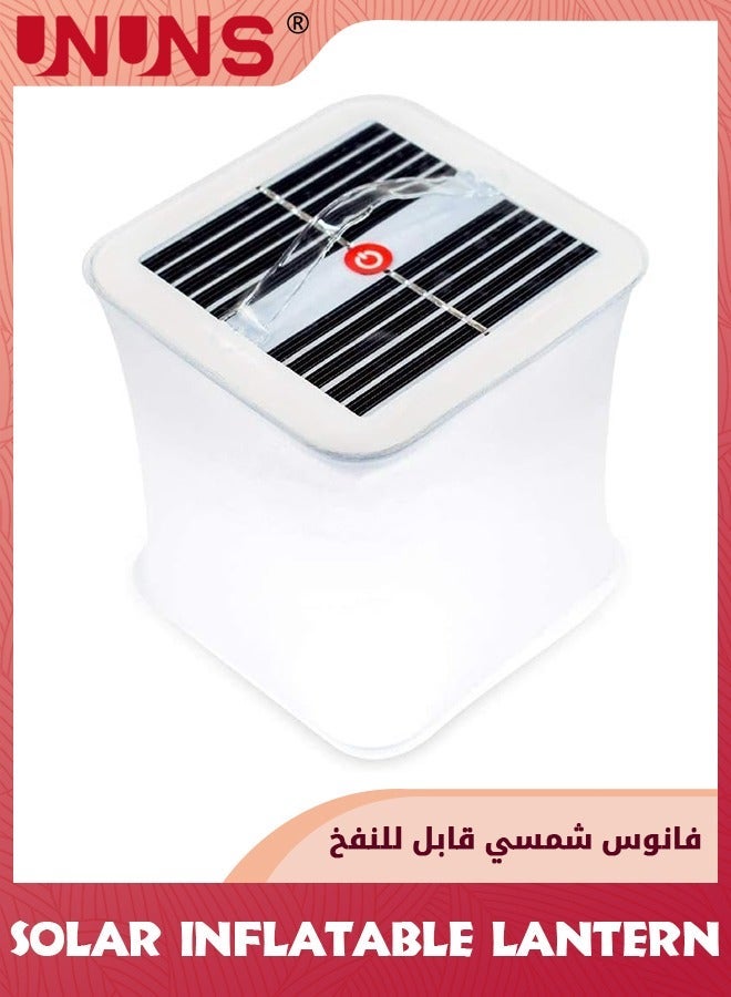 UNUNS Solar Camping Lantern,1000mAh Inflatable Collapsible LED Lamp,Emergency Survival Gear With 3 Adjustable Brightness Modes,Waterproof Tent Light For Hiking Travel Home Garden Party,White  - Image 1