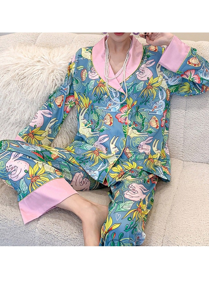 KUYING New Two-Piece Set Of Ice Silk Pajamas - Image 1