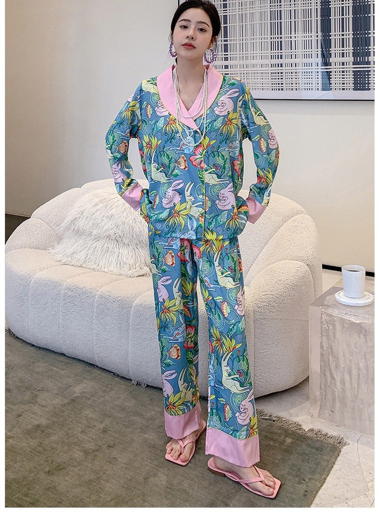 KUYING New Two-Piece Set Of Ice Silk Pajamas - Image 3