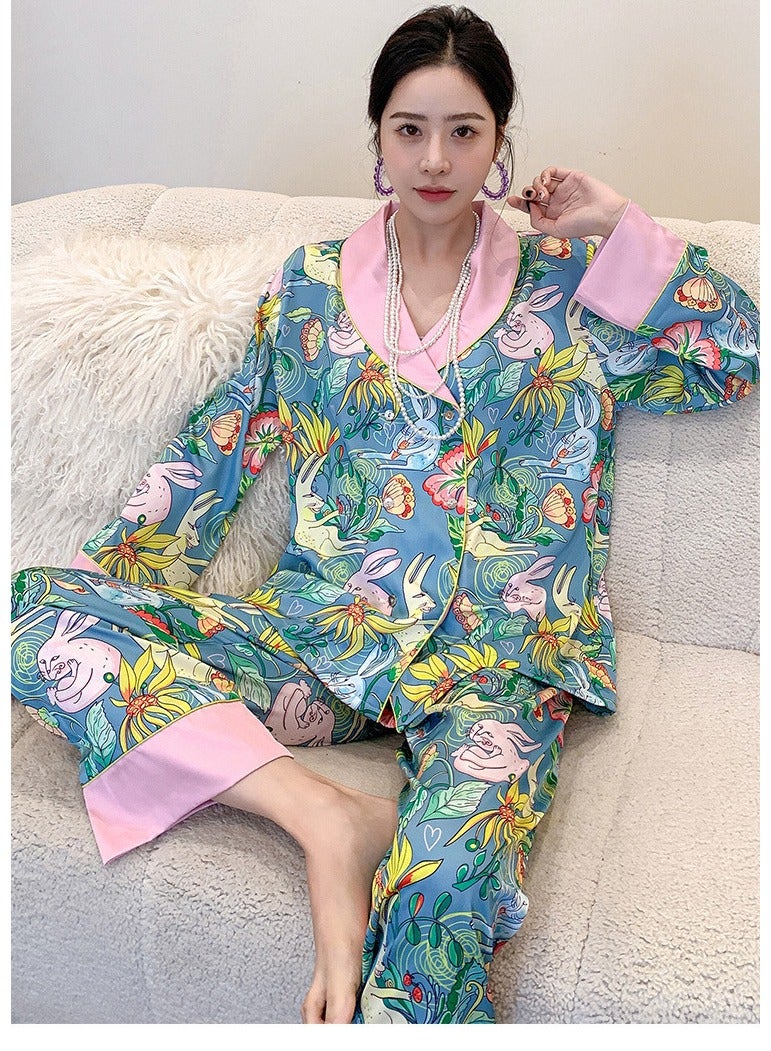 KUYING New Two-Piece Set Of Ice Silk Pajamas - Image 2