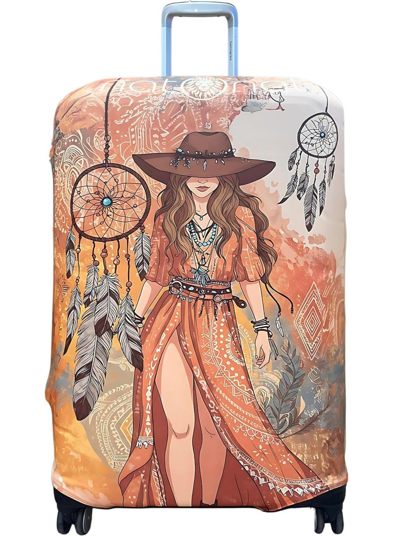 natOnat Travel Luggage Cover Protector - Suitcase Cover - Stretchy, Washable Spandex & Polyester - Protects Against Dirt & Scratches - Wildfern Design - Fits 65-70 CM Height (Large) - Image 1
