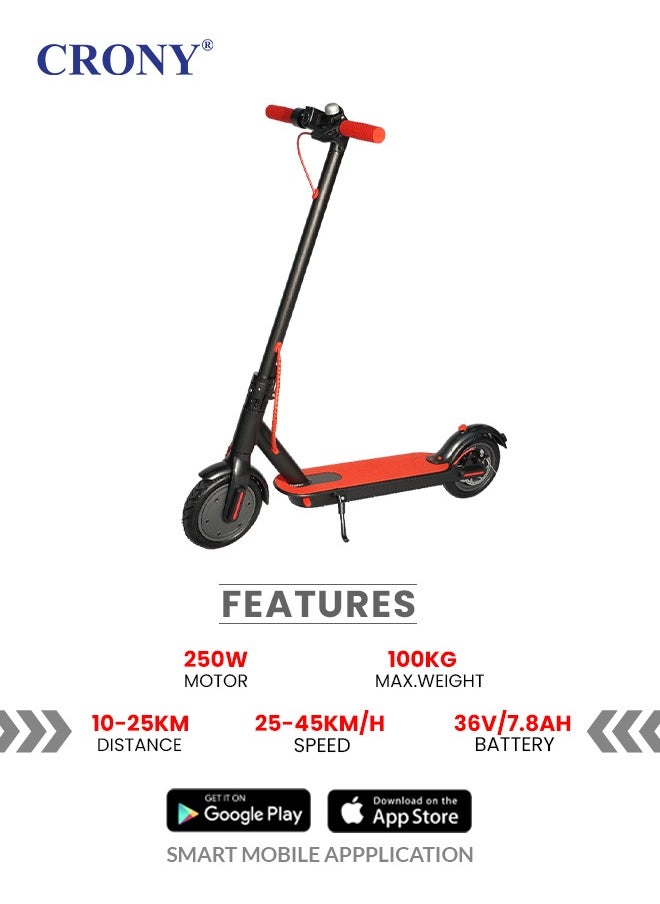 Crony W563 Kids E-Scooter, Up to 25-45km/H Speed 250w Motor 36v/7.8ah Battery, 10-25km Range, Electric Scooter Aluminium Alloy Folded 8.5 Inch Tires | Rear Disc Brakes, 100kg Max Load, Led Headlamp, App Connectivity, Foldable & Portable Electric Back For Adults & Keens, Electric Skateboard For Commuting & Leisure, Long-Range Motorized Scooter With Easy Folding, Lightweight High-Performance Commuter Urban Glider,Electric Kick Scooter,Smart Ride  - Image 3