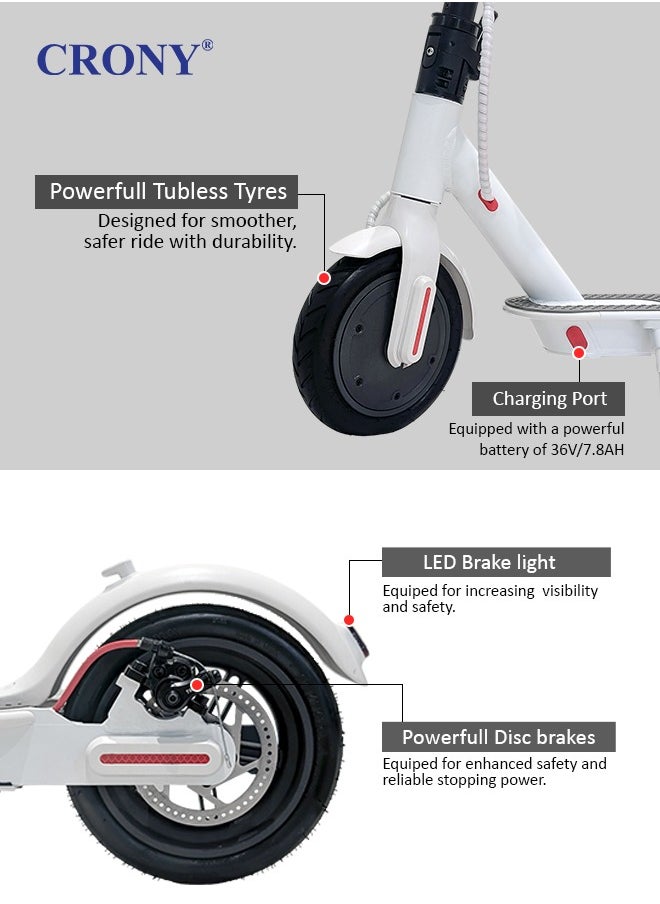 Crony W563 Kids E-Scooter, Up to 25-45km/H Speed 250w Motor 36v/7.8ah Battery, 10-25km Range, Electric Scooter Aluminium Alloy Folded 8.5 Inch Tires | Rear Disc Brakes, 100kg Max Load, Led Headlamp, App Connectivity, Foldable & Portable Electric Back For Adults & Keens, Electric Skateboard For Commuting & Leisure, Long-Range Motorized Scooter With Easy Folding, Lightweight High-Performance Commuter Urban Glider,Electric Kick Scooter,Smart Ride  - Image 2