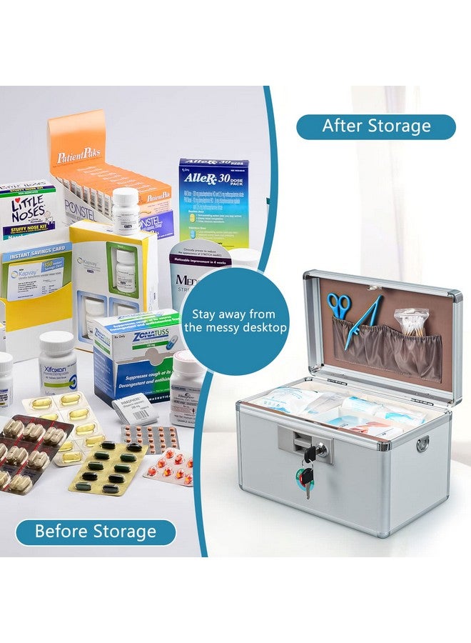 KYODOLED Locking Key Medicine Box,First Aid Key Safe Box with Lock,Key Medication Storage Lock Box for Drugs Use, 12.2'' x 7.8'' x 8.2'' White - Image 1