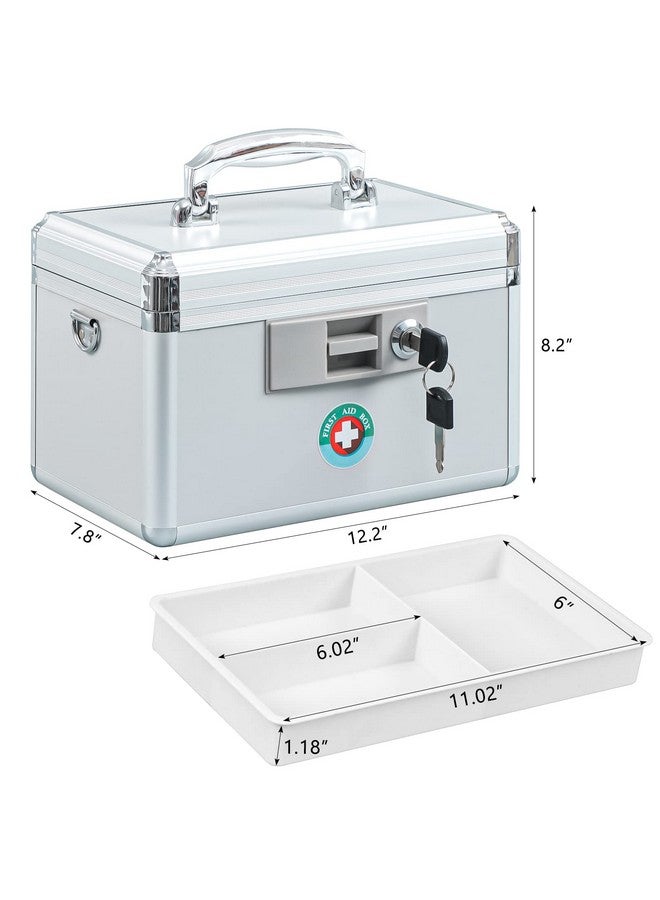 KYODOLED Locking Key Medicine Box,First Aid Key Safe Box with Lock,Key Medication Storage Lock Box for Drugs Use, 12.2'' x 7.8'' x 8.2'' White - Image 2