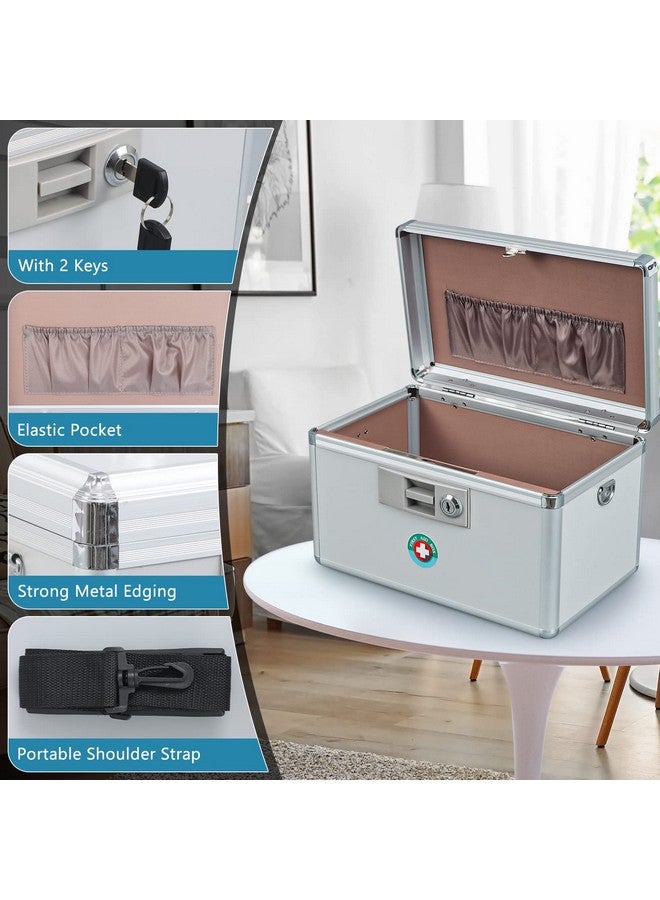 KYODOLED Locking Key Medicine Box,First Aid Key Safe Box with Lock,Key Medication Storage Lock Box for Drugs Use, 12.2'' x 7.8'' x 8.2'' White - Image 3