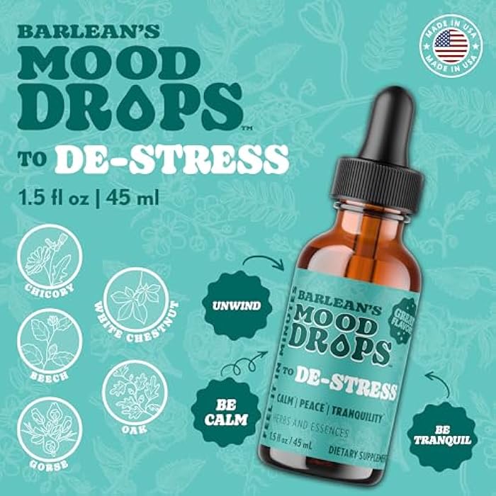 Barlean's Mood Booster Supplement, De-Stress Liquid Drop Supplements for Men and Women, Ashwagandha and L Theanine Extract, Adaptogen Herbs Drops, 1.5 oz - Image 3