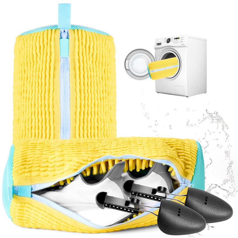 CinGiiCo Shoe Washing Machine Bag, 2 Pcs Laundry Shoe Bag For Washing Machine, With 2 Boot Stretcher (L 6-12.5), 360Â°Deep Clean, Fit Most Shoes Type - Image 1