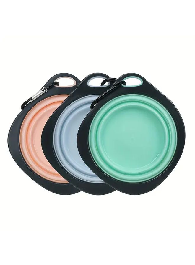 Pink Portable Collapsible Dog Bowl with Carabiner Travel Friendly Durable Plastic Pet Feeding Dish for Food and Water Convenient Folding Design Outdoor Adventures - Image 3