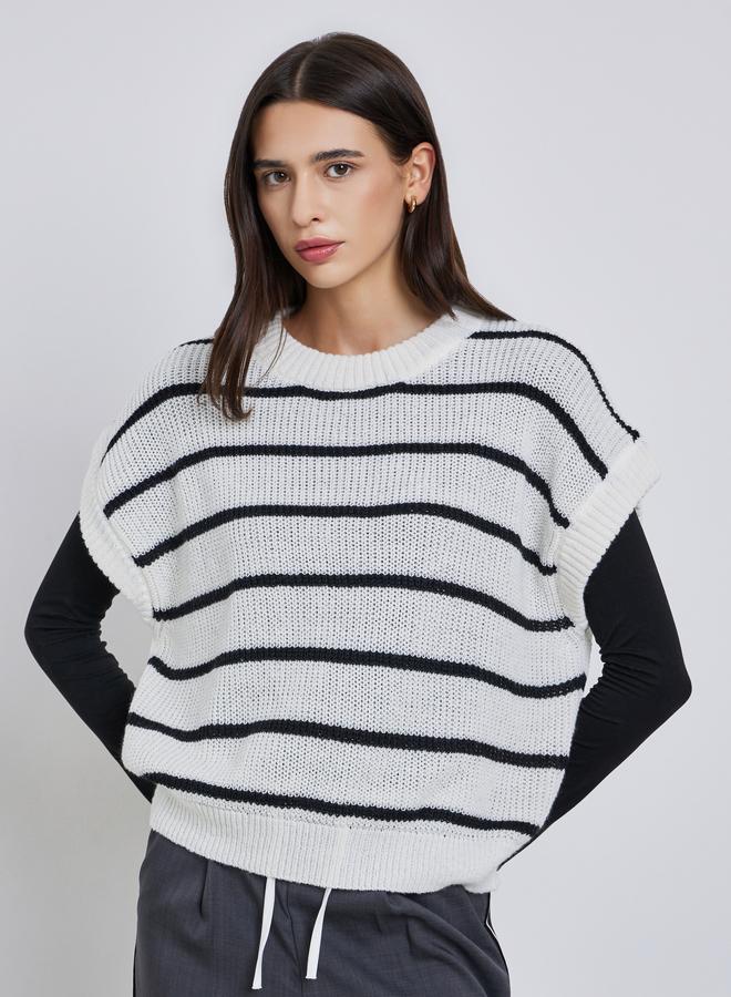 Styli Striped Knit Sleeveless Sweater - Image 4
