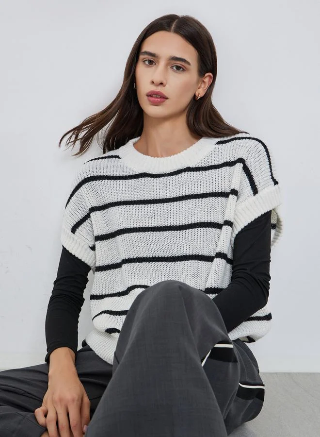 Styli Striped Knit Sleeveless Sweater