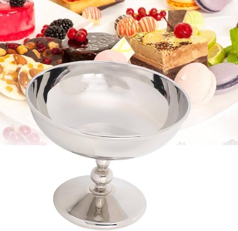 304 Stainless Steel Footed Yogurt Cup Smooth Ice Cream Bowl Serving Snack Cup for Fruit Salad Nuts Candy Easy to Clean Recommended for Hand Wash - Image 4