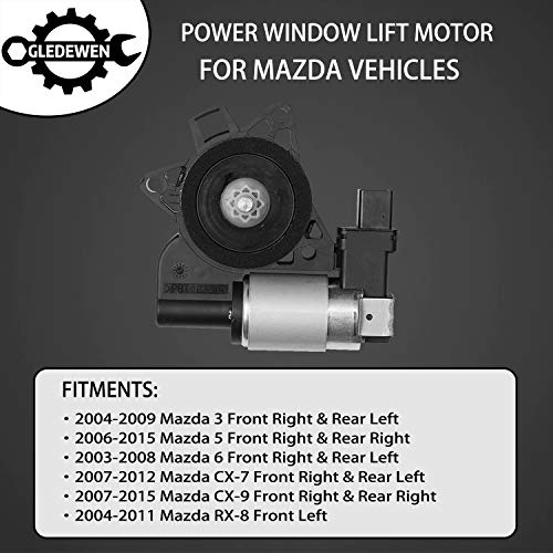 Gledewen Power Window Lift Motor | for Mazda 3, Mazda 5, Mazda 6, Mazda CX-7, Mazda CX-9, Mazda RX-8 | Replace# G22C5858XF, GJ6A5858XC, D01G5858XB, 742-802 - Image 3