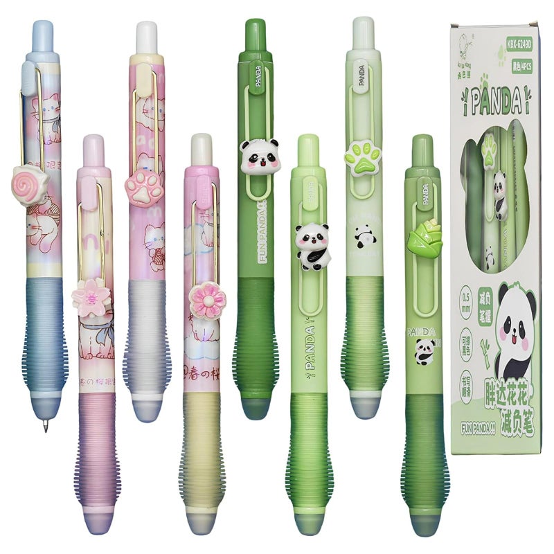 Lopenle 8 PCS Novelty Panda Sakura Erasable Pens Erasable Gel Pens With Black Ink For School Office Christmas Birthday Party - Image 1