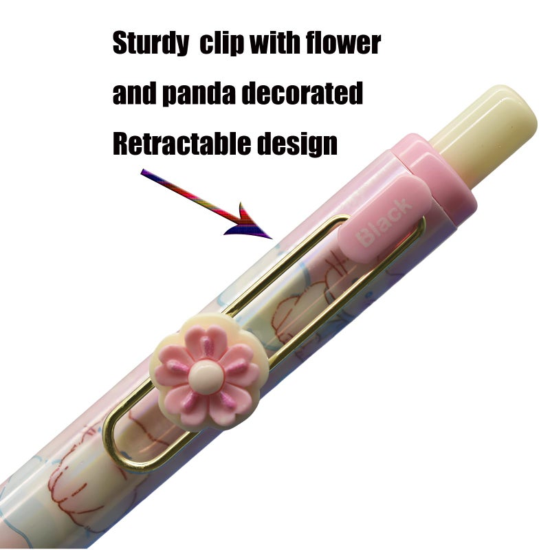 Lopenle 8 PCS Novelty Panda Sakura Erasable Pens Erasable Gel Pens With Black Ink For School Office Christmas Birthday Party - Image 4