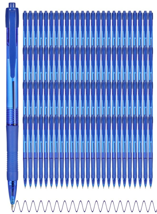deegtran Pens Bulk, 100 Pack No Bleed Blue Ink Click Pens with Soft Grip, Wholesale Retractable Ballpoint Pens for Office School, Medium Point Smooth 1.0MM - Image 1