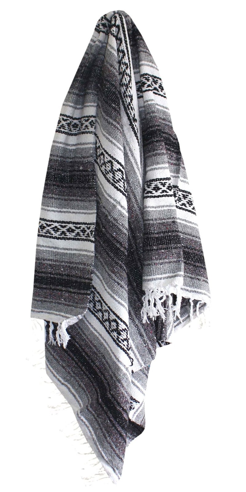 Del Mex Classic Mexican Blanket, Large Authentic Woven Falsa Throw (70"x50"), Artisan Southwest DÃ©cor for Beach, Yoga, Outdoors (Gray) - Image 4
