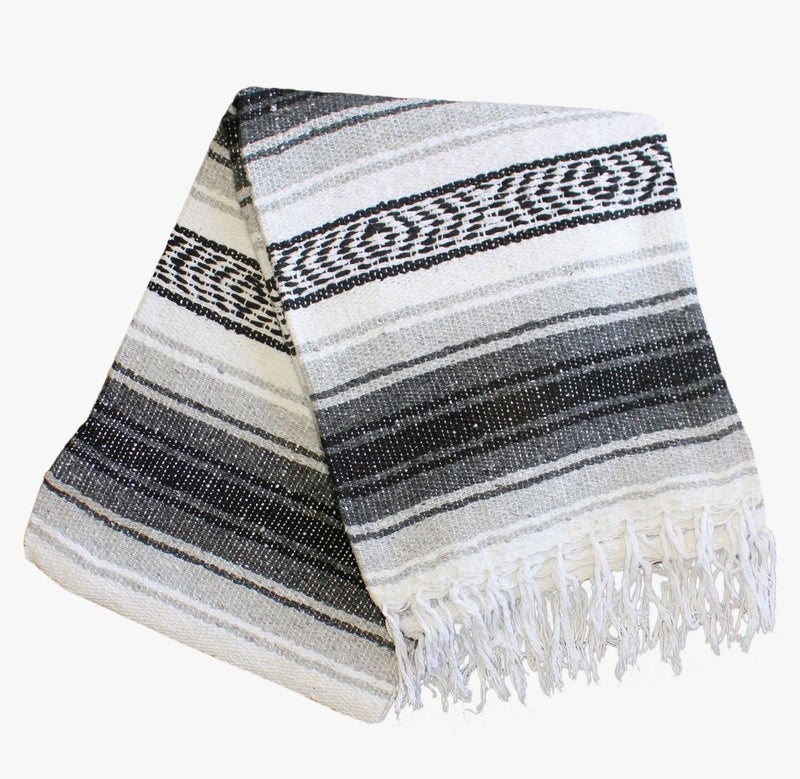 Del Mex Classic Mexican Blanket, Large Authentic Woven Falsa Throw (70"x50"), Artisan Southwest DÃ©cor for Beach, Yoga, Outdoors (Gray) - Image 5