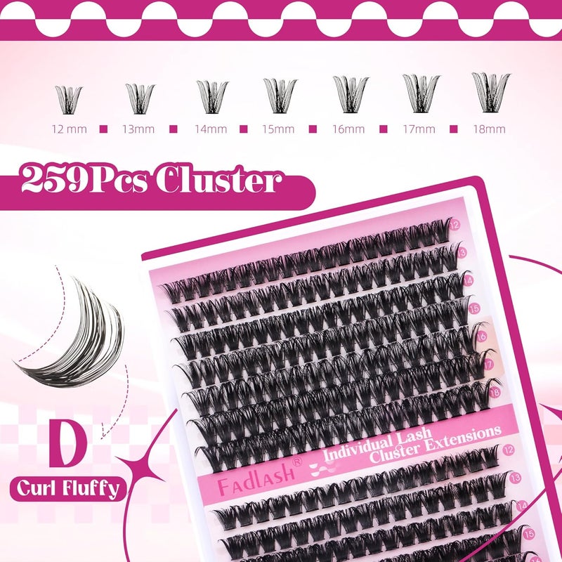 رموش عنقودية خفيفة فادلاش رموش فردية بنفسك 0.07 تجعيد D 12-18 مم 60D+80D تمديدات رموش قابلة لإعادة الاستخدام ناعمة ورقيقة للمبتدئين - Image 2