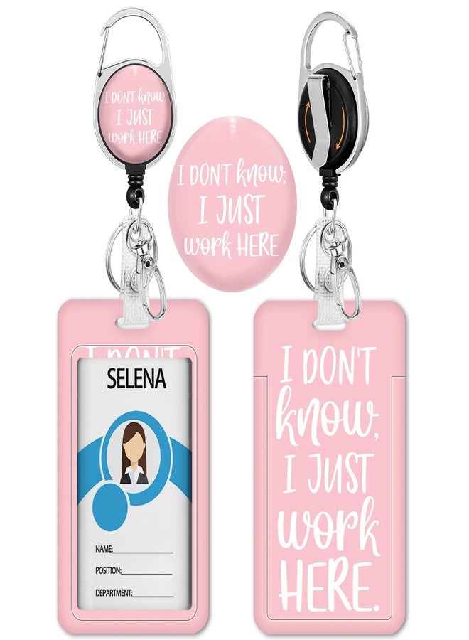 lebrocoli Funny Fun Work Pink Badge Holder with Retractable Reel, Id Card Badge Holder with Clip Heavy Duty, Vertical Card Name Tag Badge Cover Case Protector for Work Office Nurse Teacher Women Gifts - Image 1