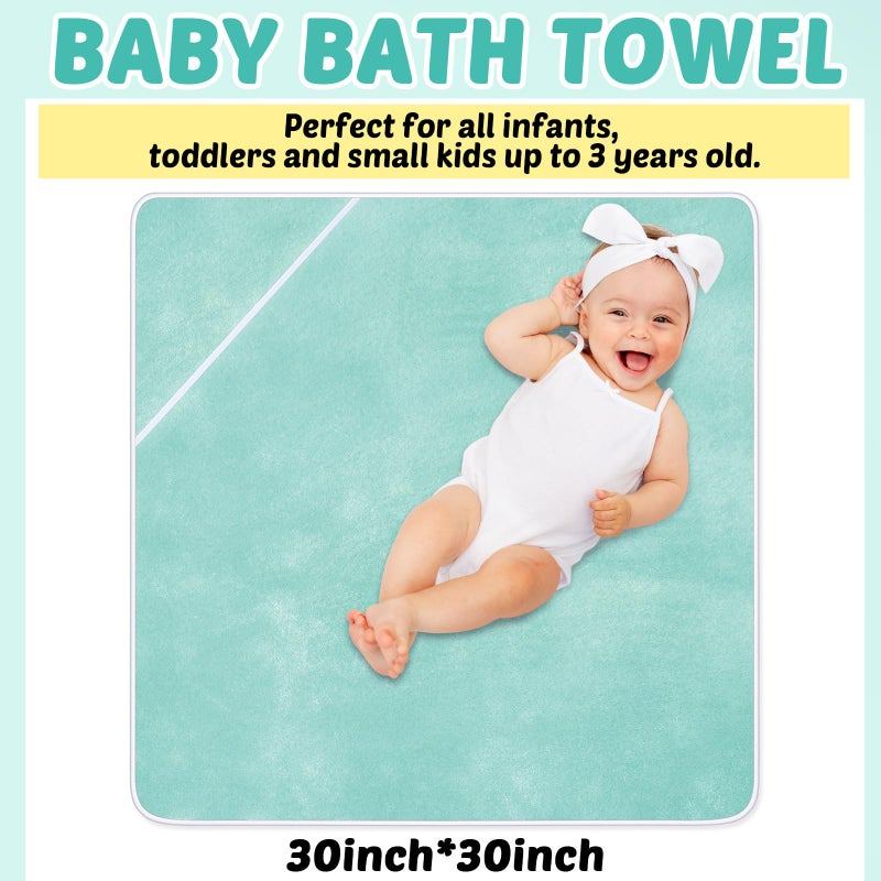 Chumia 6 Pack Baby Bath Towel Coral Fleece Soft Absorbent Newborn Hooded Towel for Kid 30 x 30 Inch Toddler Bath Blanket for Babies Infant Shower Gift(White, Green) - Image 3