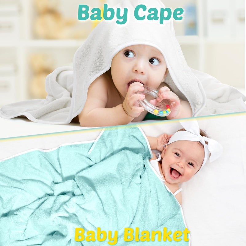 Chumia 6 Pack Baby Bath Towel Coral Fleece Soft Absorbent Newborn Hooded Towel for Kid 30 x 30 Inch Toddler Bath Blanket for Babies Infant Shower Gift(White, Green) - Image 5