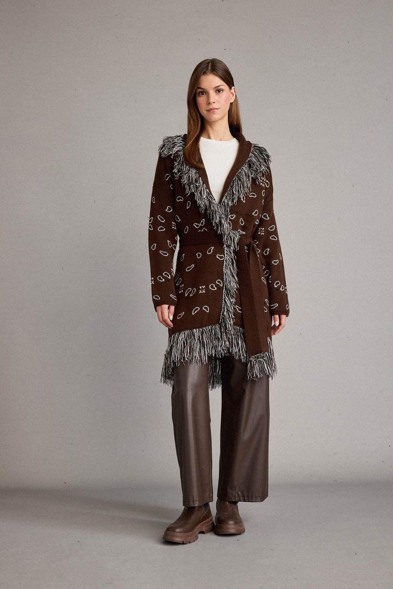 DeFacto Standard Fit Tassel Detailed Long Cardigan - Image 2