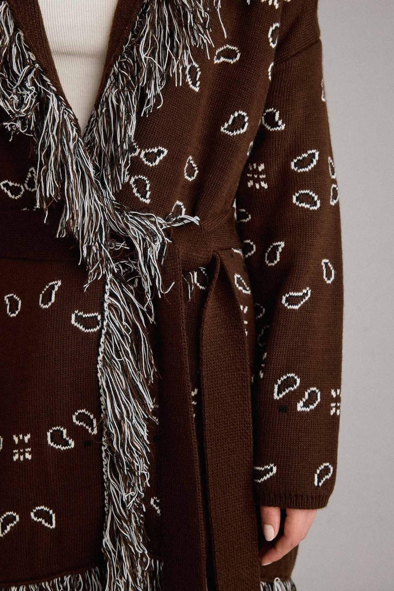 DeFacto Standard Fit Tassel Detailed Long Cardigan - Image 4