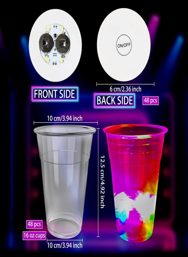 Drayear 48 Pack 16oz Glow Party Cups with LED Light Coasters Flashing Drinkware Parties Light Up Cup Set for Weddings Birthdays Concerts Bar Night Events - Image 2