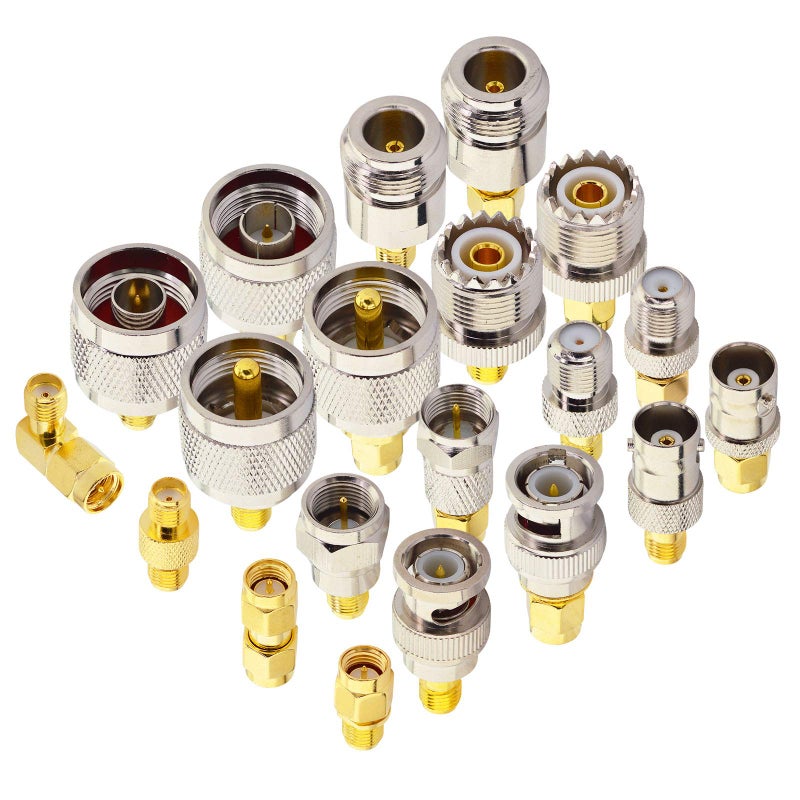 onelinkmore RF Coaxial FPV Connector Kit 20 Type Set SMA Coax Antenna Connector Kit SMA to UHF BNC F Adapter Male to Female Coaxial Male to Female Coax Adapters Converter