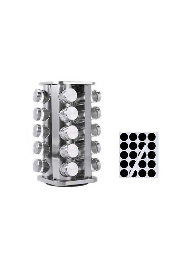Rotating Spice Rack, Square Rack-20 Jars with Stickers and Pen, China