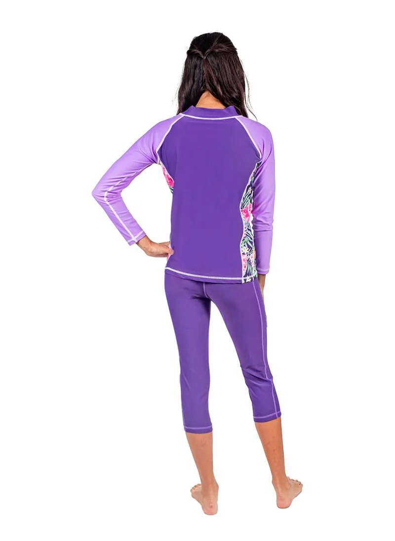 COEGA SUNWEAR COEGA Youth Girls Tights 3/4 Length - Purple Blue Tropical
