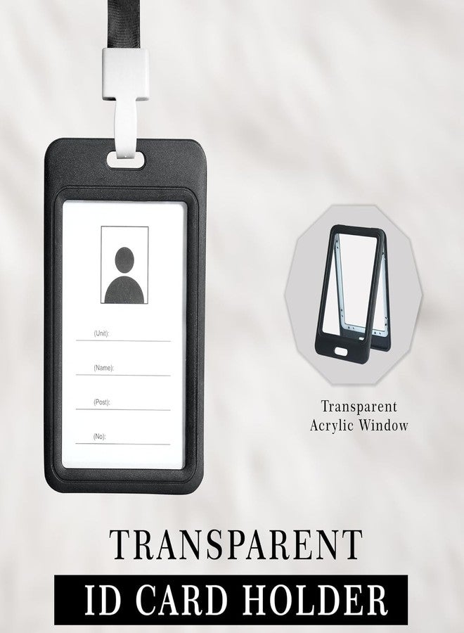ال سي حامل بطاقات هوية بلاستيكي من LC، وجهان مرئيان، حافظة بطاقات هوية مقاومة للماء للجنسين للمكاتب والمدارس والكليات، حامل بطاقات PP قابل للطي (20، أسود، للبطاقات الأفقية (54 مم × 86 مم)) - Image 5