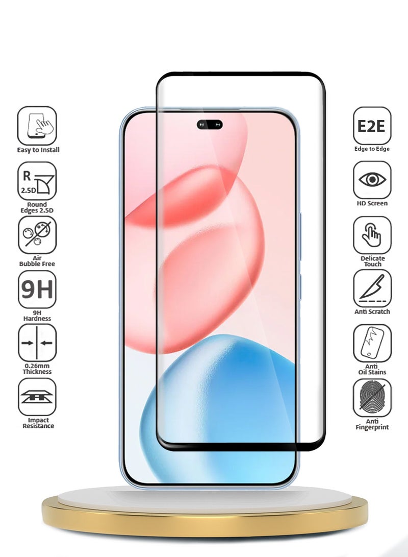 دبليو تيك حماية شاشة زجاجية مقساة بحواف كاملة مع لاصق كامل لجهاز Honor 400 Pro 5G 2025 Premium Edge-Pro (MSGPCN) - شفاف/أسود - Image 1