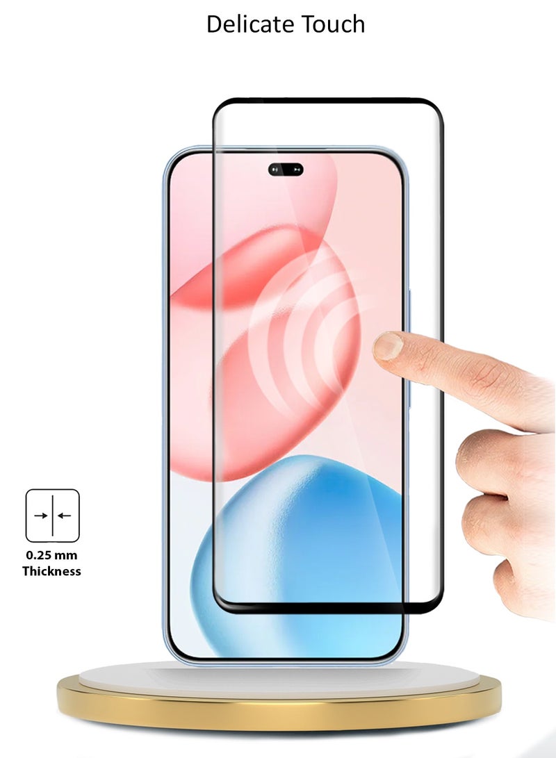 دبليو تيك حماية شاشة زجاجية مقساة بحواف كاملة مع لاصق كامل لجهاز Honor 400 Pro 5G 2025 Premium Edge-Pro (MSGPCN) - شفاف/أسود - Image 3