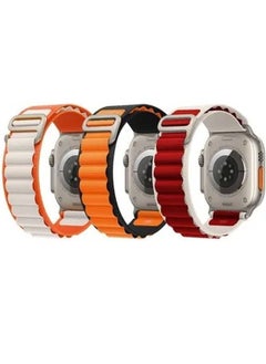 3Pack for Apple Watch Alpine Loop Band 49mm/45mm/44mm Nylon Woven Sport Strap Compatible with iWatch Series 8/Ultra/7/SE/6/5/4/3/2/1 Orange,White/Orange,Black/Red,White