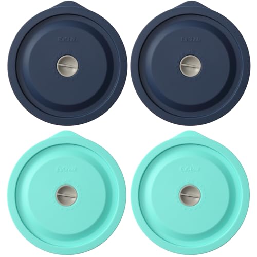 EuChoiz Replacement Lids for Pyrex 7200-PC 2 Cup, Silicone Round Storage Cover Lid for Anchor Hocking Glass Bowl 4 Pack with Date Mark - Image 1