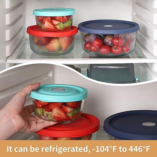 EuChoiz Replacement Lids for Pyrex 7200-PC 2 Cup, Silicone Round Storage Cover Lid for Anchor Hocking Glass Bowl 4 Pack with Date Mark - Image 5