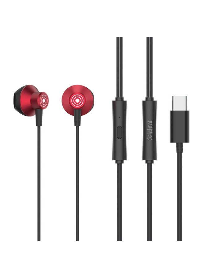 Celebrat D14 Type-C Wired Earphones with Metal Shell , High Quality Stereo Sound, 14mm Dynamic Driver, HD Calling, Tangle Free Cable , Premium Music Headset for All Type-C Devices - White - Image 3