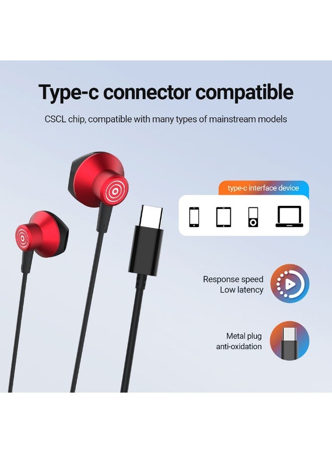 Celebrat D14 Type-C Wired Earphones with Metal Shell , High Quality Stereo Sound, 14mm Dynamic Driver, HD Calling, Tangle Free Cable , Premium Music Headset for All Type-C Devices - White - Image 5