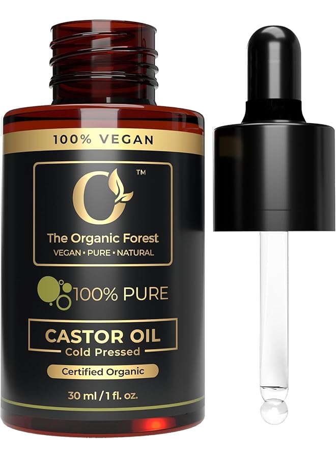 erorex Castor Oil Organic Cold Pressed Unrefined Glass Bottle Hexane Free Ideal For Hair Care Skin Care Eyelashes And Eyebrows Carrier Oil For Essential Oils Mixing Castor Oil For Face And Body  - Image 1