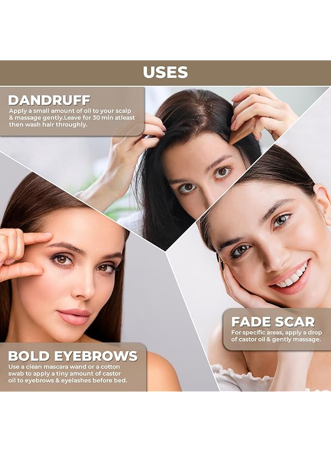 erorex Castor Oil Organic Cold Pressed Unrefined Glass Bottle Hexane Free Ideal For Hair Care Skin Care Eyelashes And Eyebrows Carrier Oil For Essential Oils Mixing Castor Oil For Face And Body  - Image 4