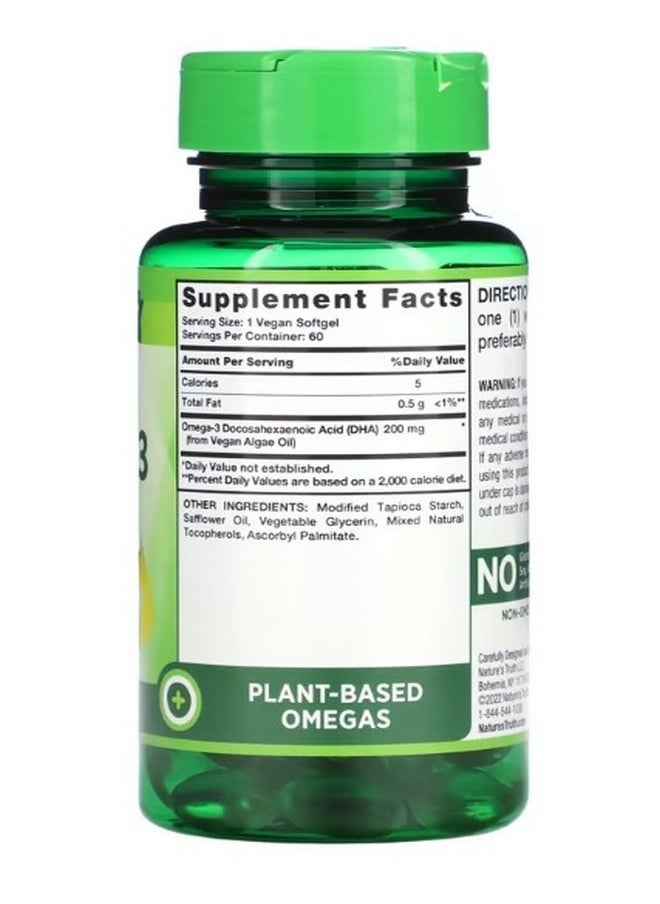 Nature's Truth Vegan Omega 3 Algae Oil with DHA 60 Vegan Softgels  - Image 2