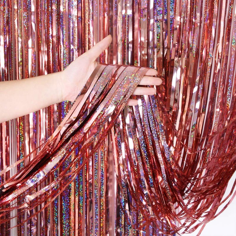 3 Pack Fringe Curtains Party DecorationsTinsel Backdrop Curtains for PartiesPhoto Booth Wedding Graduations Birthday Christmas Event Party Supplies Rose Gold