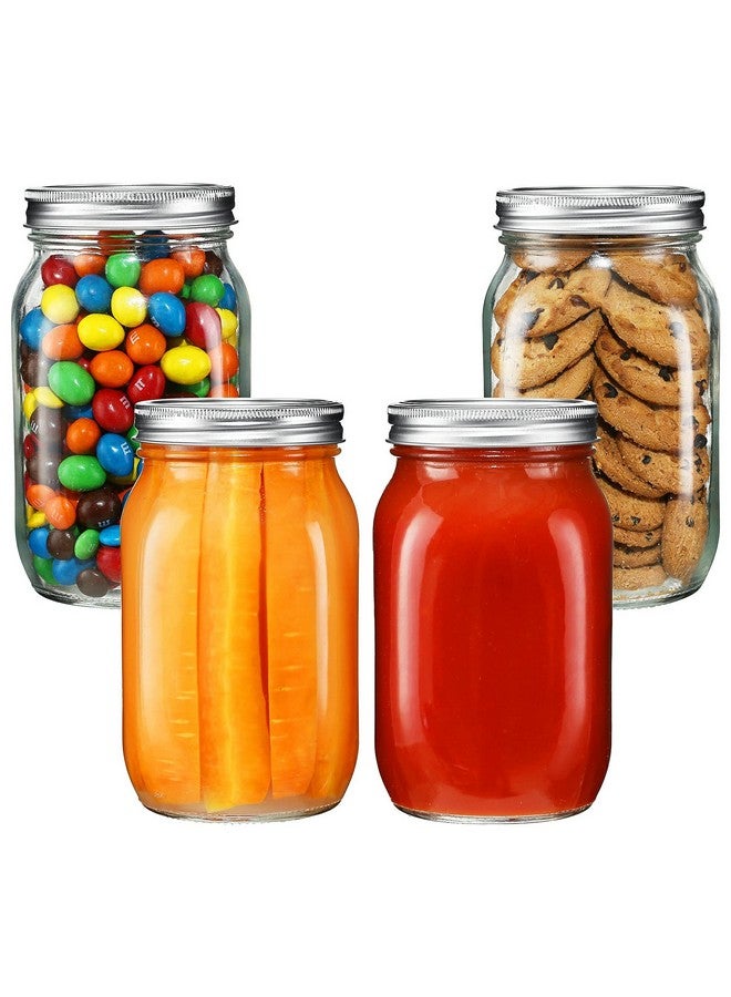 YEBODA 4 Pack Wide Mouth Mason Jars 32oz Glass Canning Jars with Airtight Lids and Bands for Preserving, Jam, Honey, Jelly, Wedding Favors, Sauces, Meal Prep, Overnight Oats, Salad, Yogurt - Image 1
