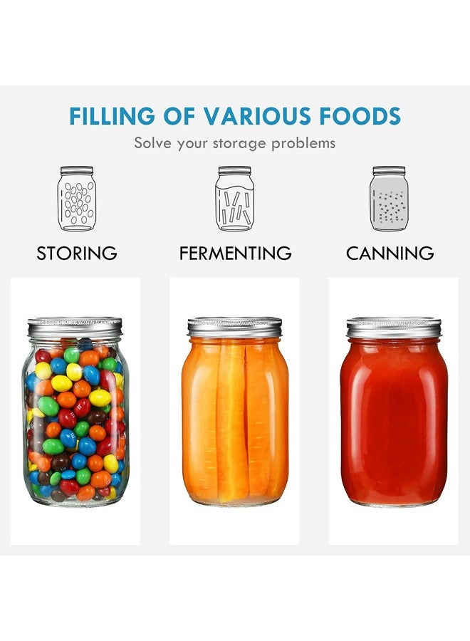 YEBODA 4 Pack Wide Mouth Mason Jars 32oz Glass Canning Jars with Airtight Lids and Bands for Preserving, Jam, Honey, Jelly, Wedding Favors, Sauces, Meal Prep, Overnight Oats, Salad, Yogurt - Image 5