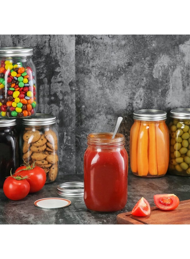 YEBODA 4 Pack Wide Mouth Mason Jars 32oz Glass Canning Jars with Airtight Lids and Bands for Preserving, Jam, Honey, Jelly, Wedding Favors, Sauces, Meal Prep, Overnight Oats, Salad, Yogurt - Image 2